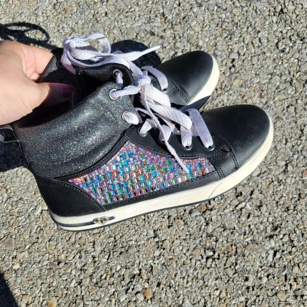 Skechers Shoes Girls 3 Sparkle Sneakers Shoes Purple Pink Blue Black Jewel‎ Lace